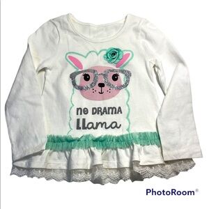 NWOT White Llamas Print Long Sleeve Fashion Top Size 3T